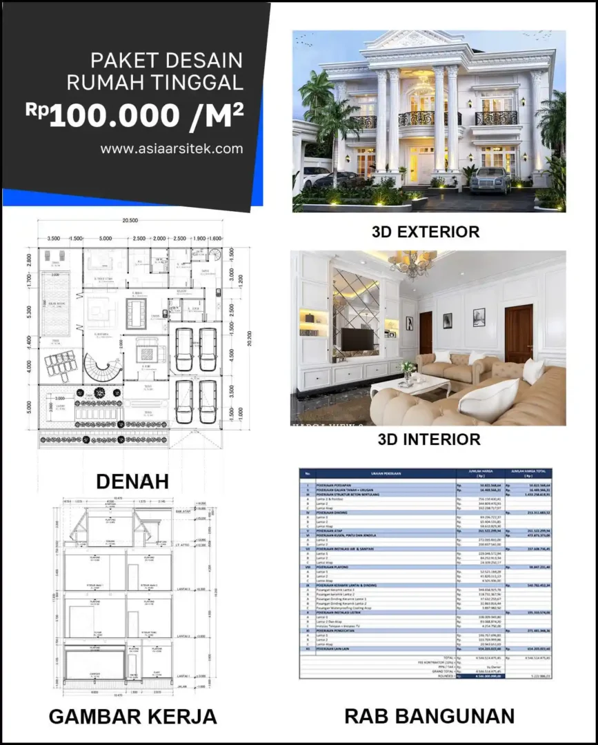 Jasa Desain Rumah di Gunung Anyar Tambak harga desain rumah