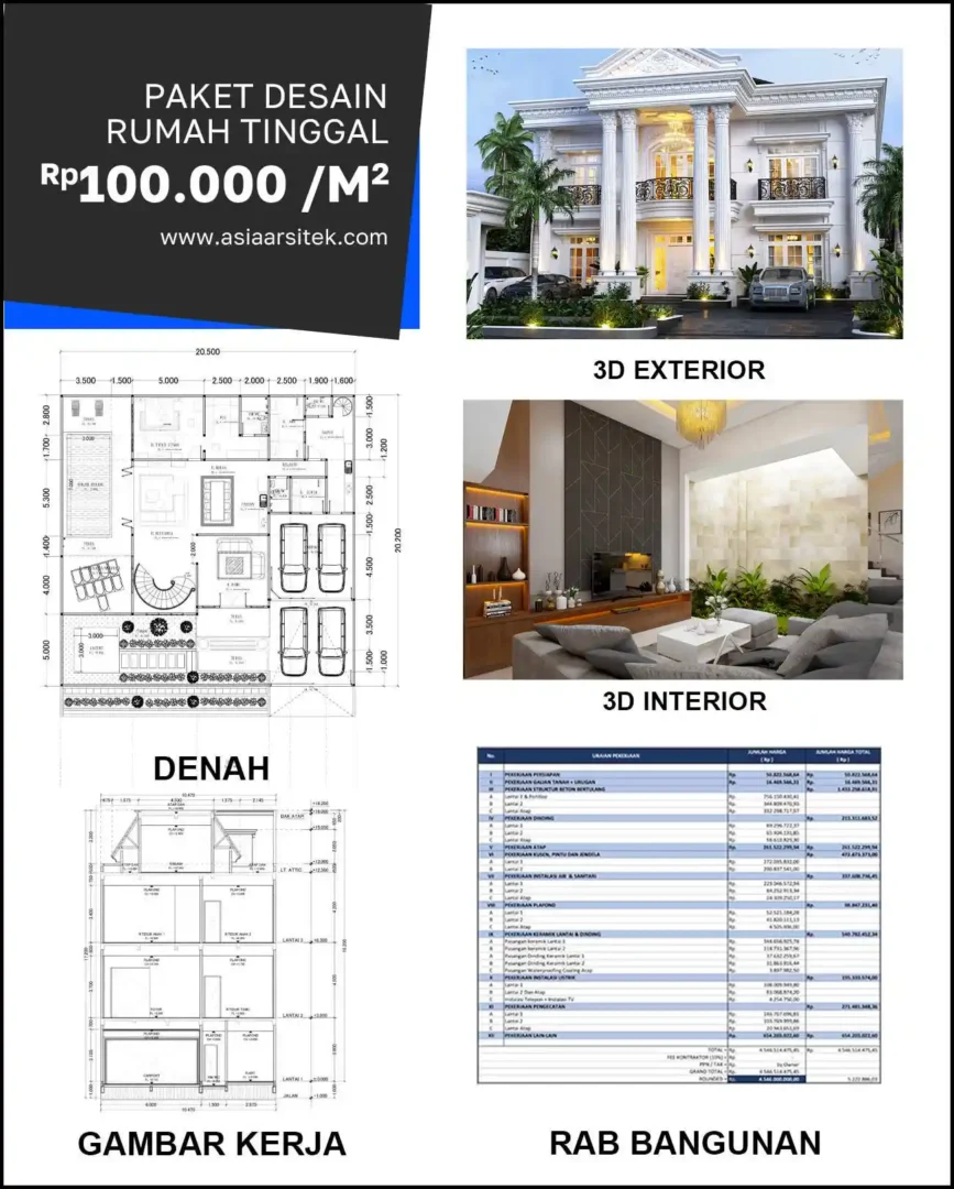 Jasa Desain Rumah di Kapasari harga desain rumah