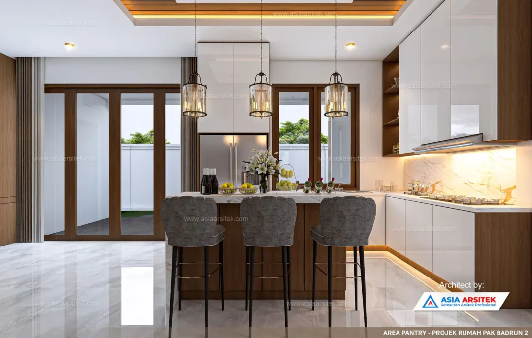 Jasa Arsitek Desain Rumah Mewah Tropis 2 Lantai di Bali pantry