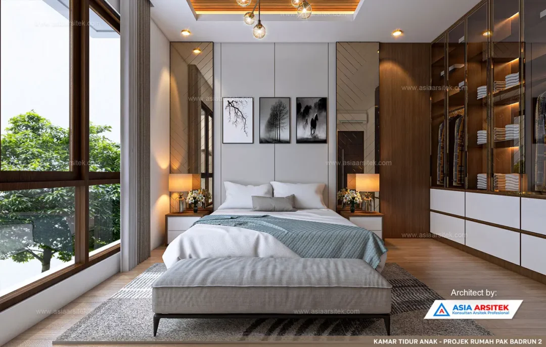 Jasa Arsitek Desain Rumah Mewah Tropis 2 Lantai di Bali kamar tidur anak