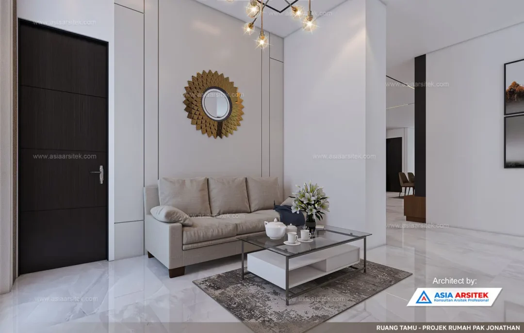 Jasa Arsitek Desain Rumah Minimalis Modern 2 Lantai di Bekasi ruang tamu