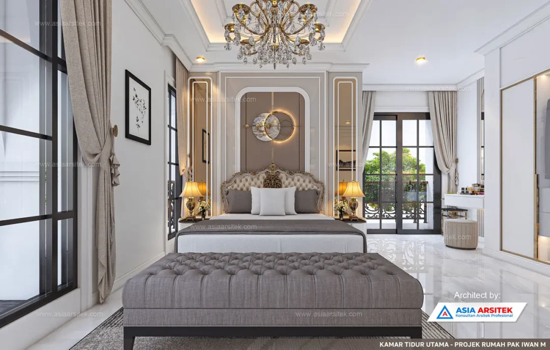 Jasa Arsitek Desain Rumah Tropis 2 Lantai di Ciputat Timur Tangerang Selatan kamar tidur utama