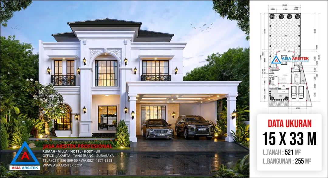 Jasa Arsitek Desain Rumah Tropis 2 Lantai di Ciputat Timur Tangerang Selatan