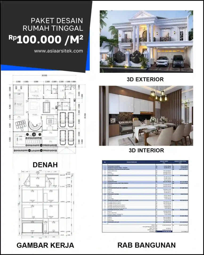 Jasa Arsitek Rumah di Cipayung Jaya harga desain rumah