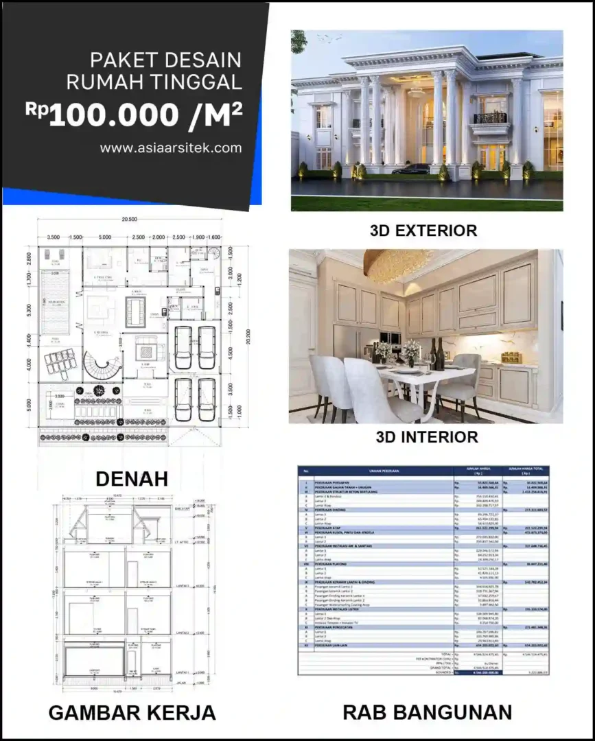 Jasa Arsitek Rumah di Gandul harga desain rumah