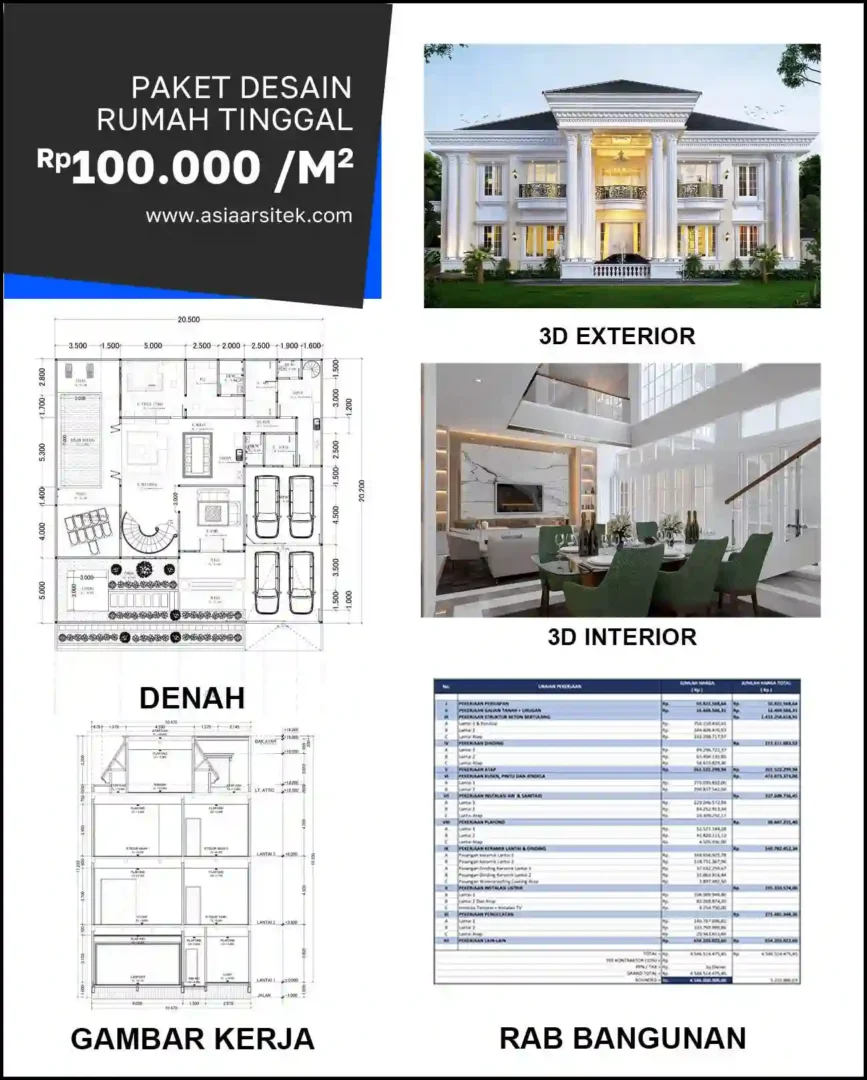 Jasa Arsitek Rumah di Kemirimuka harga desain rumah