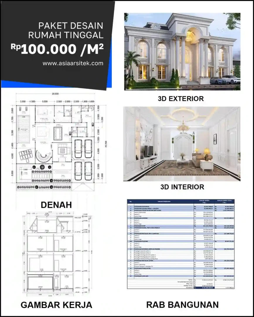Jasa Arsitek Rumah di Pangkalan Jati Baru harga desain rumah