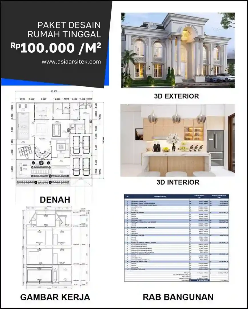 Jasa Desain Arsitek di Pangkalan Jati Baru harga desain rumah
