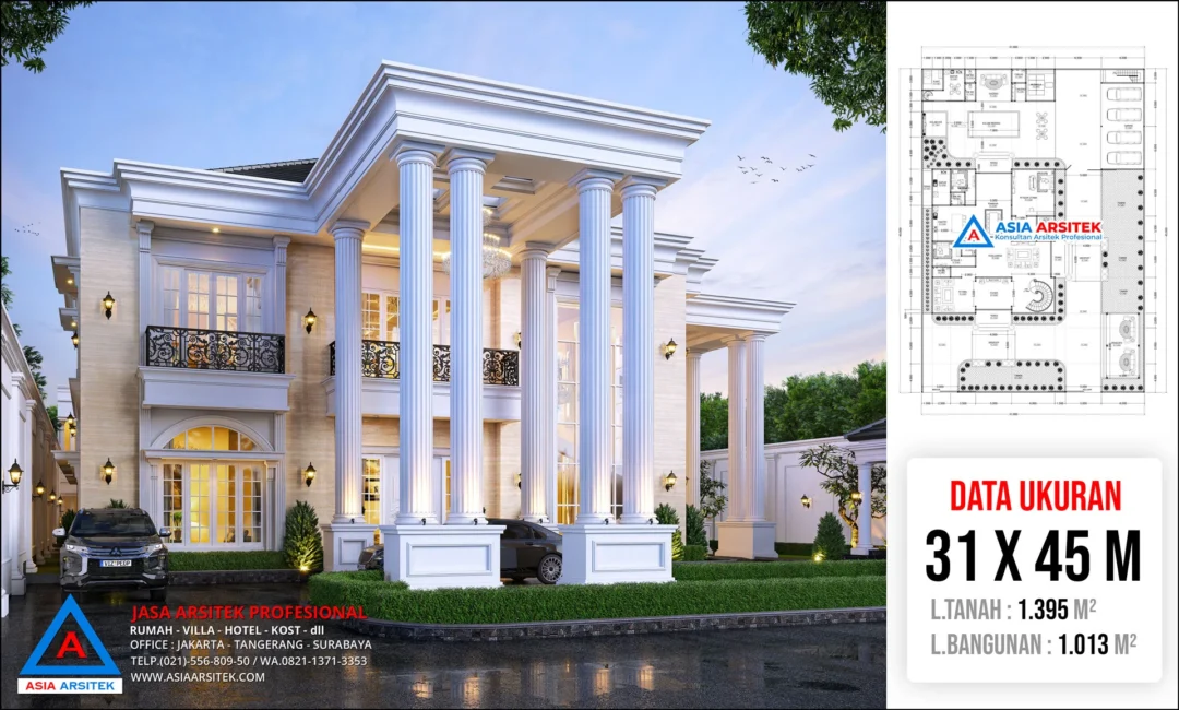 Jasa Desain Rumah Mewah Klasik 2 Lantai di Cinere Depok
