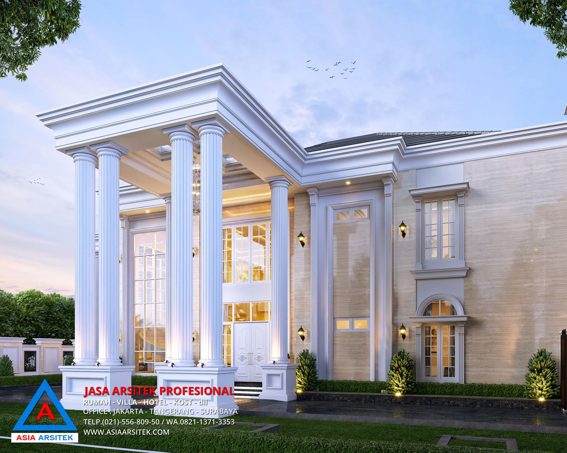 Jasa Desain Rumah Mewah Klasik 2 Lantai di Cinere Depok samping