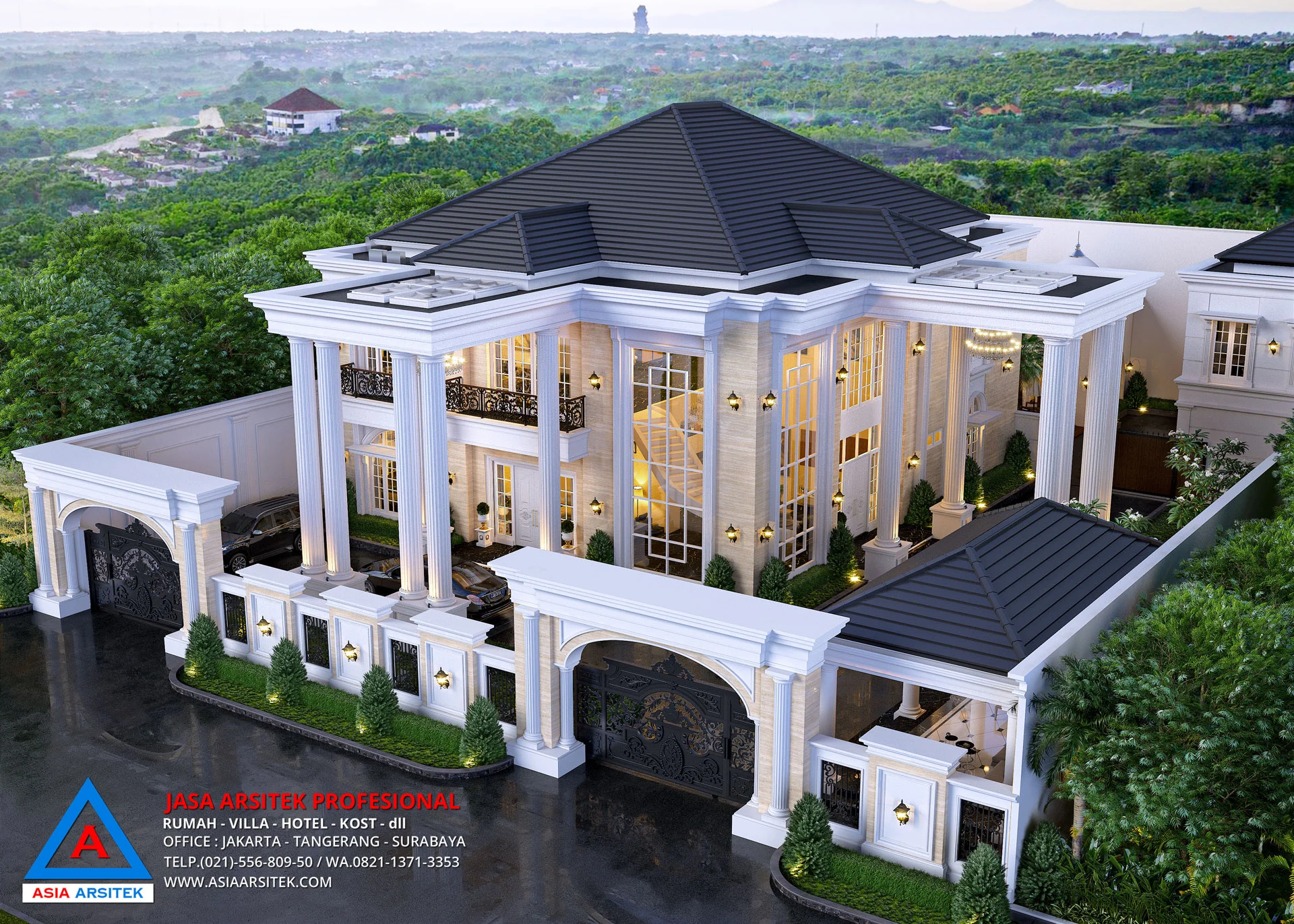 Jasa Desain Rumah Mewah Klasik 2 Lantai di Cinere Depok atas