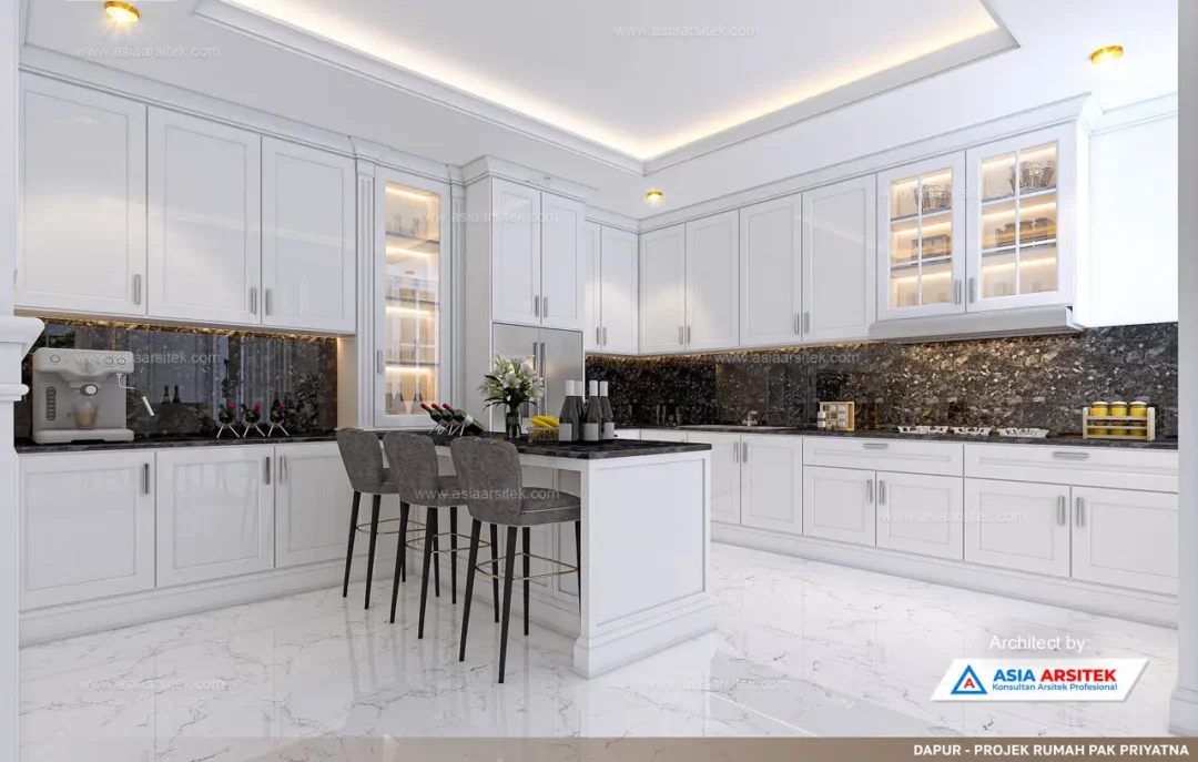 Jasa Desain Rumah Mewah Klasik 2 Lantai di Jatiasih Bekasi dapur