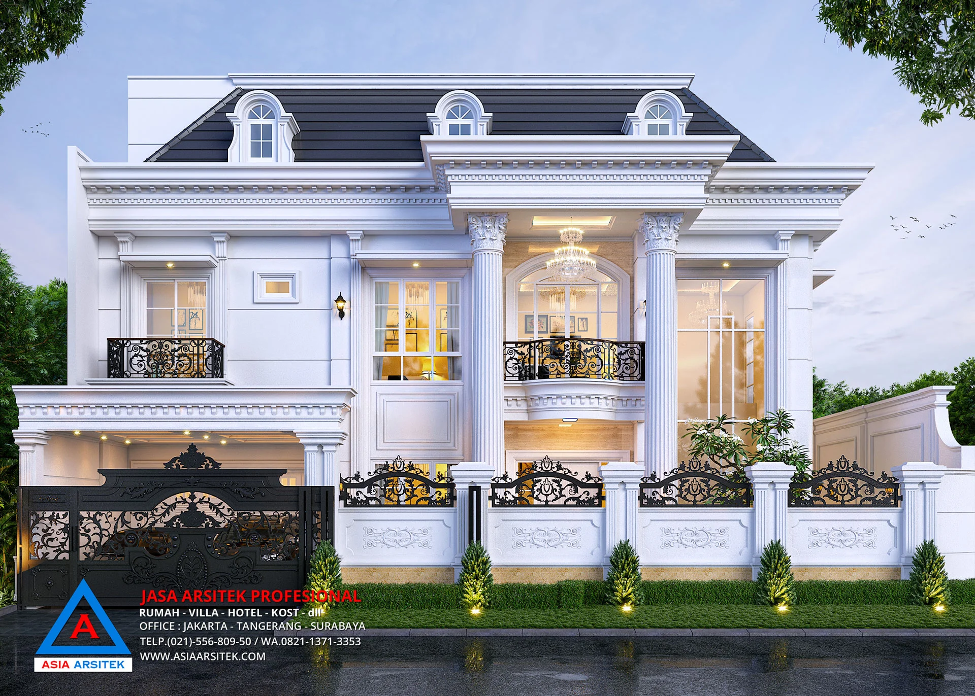 Jasa Desain Rumah Mewah Klasik di Tambun Selatan Bekasi depan