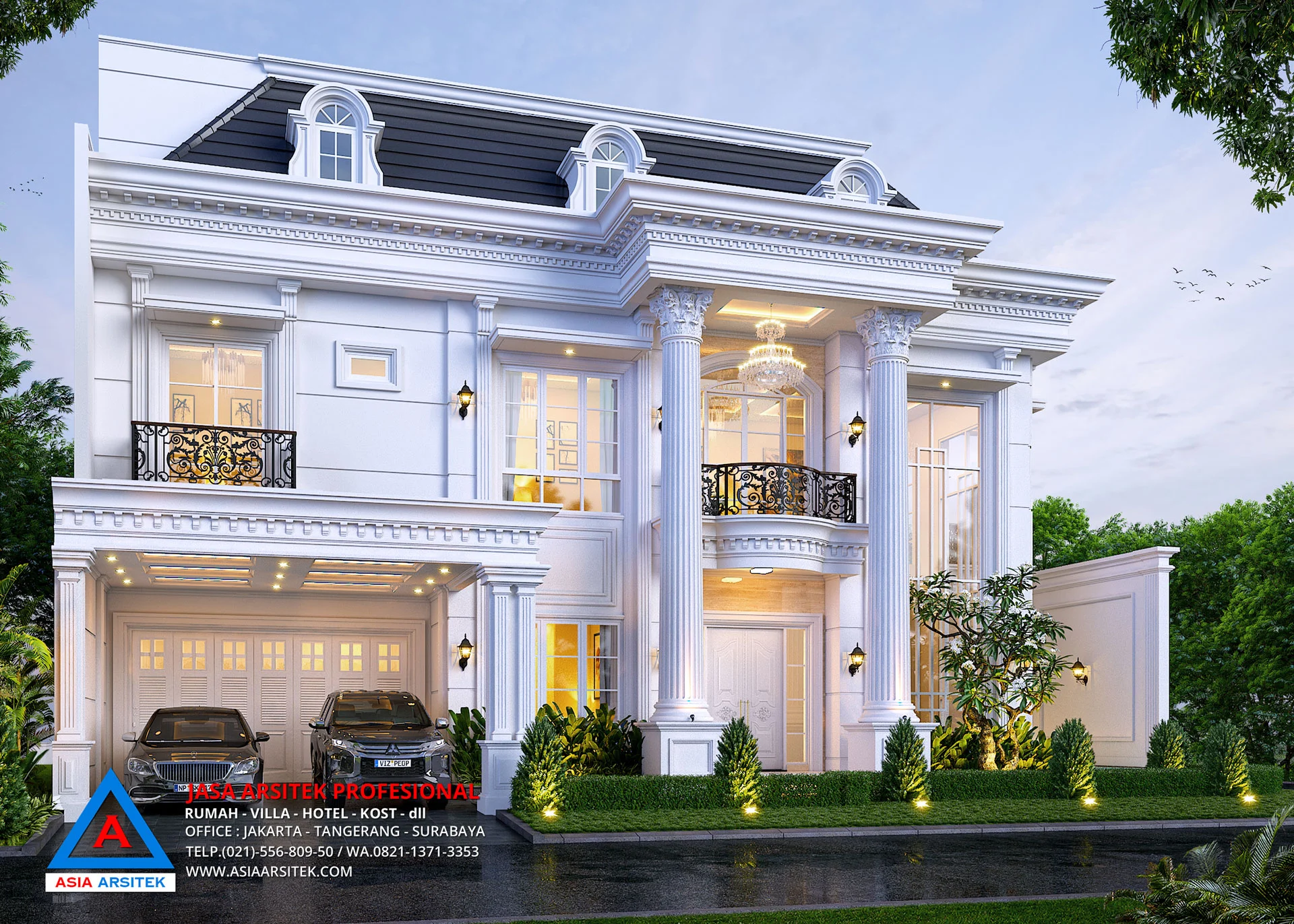 Jasa Desain Rumah Mewah Klasik di Tambun Selatan Bekasi fasad