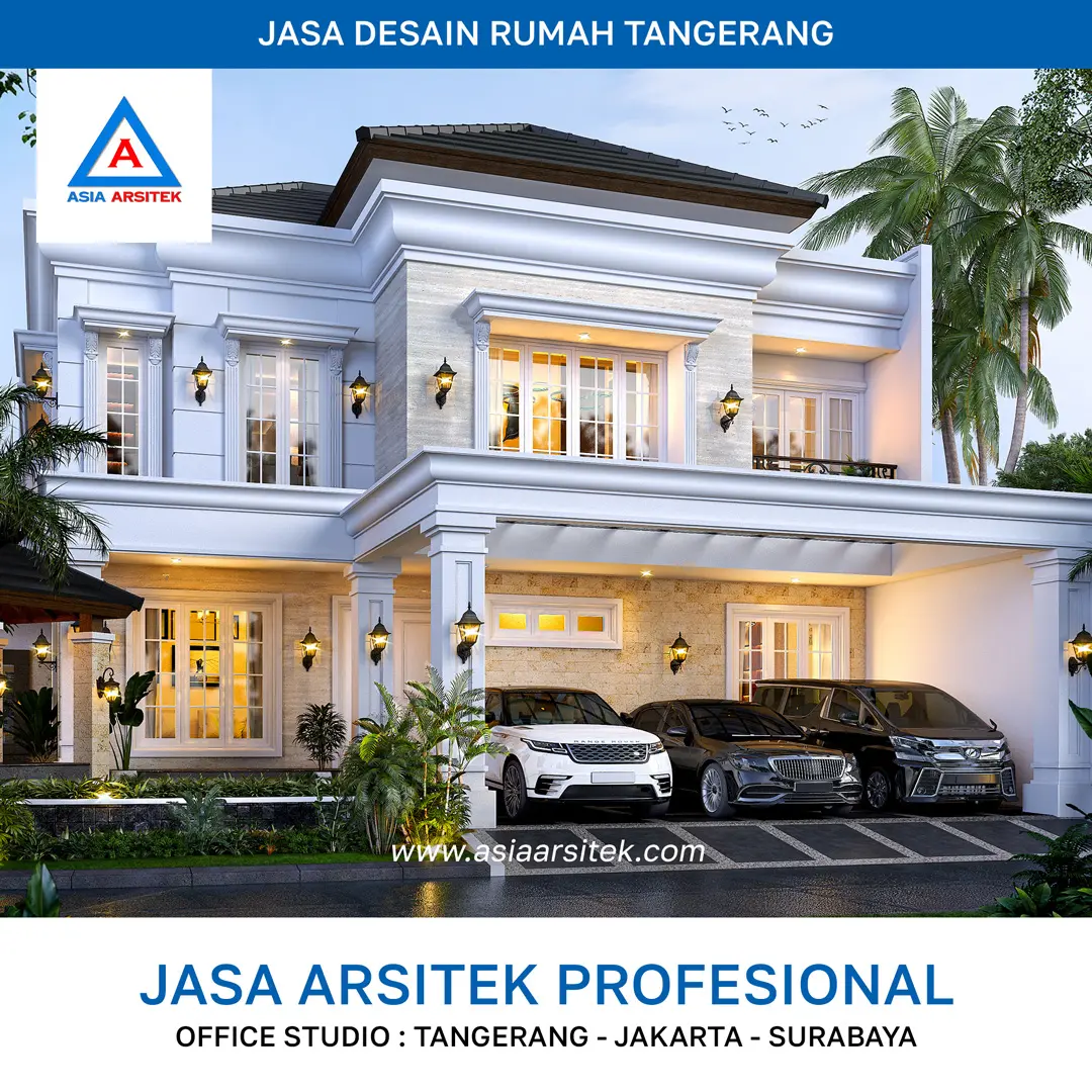 Jasa Desain Rumah Tangerang Tropis 2 Lantai
