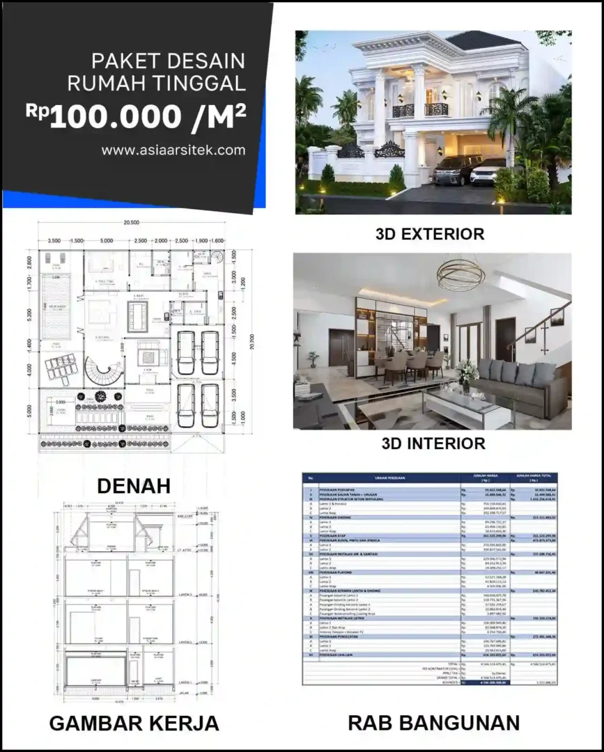 Jasa Gambar Rumah di Tanahbaru harga desain rumah