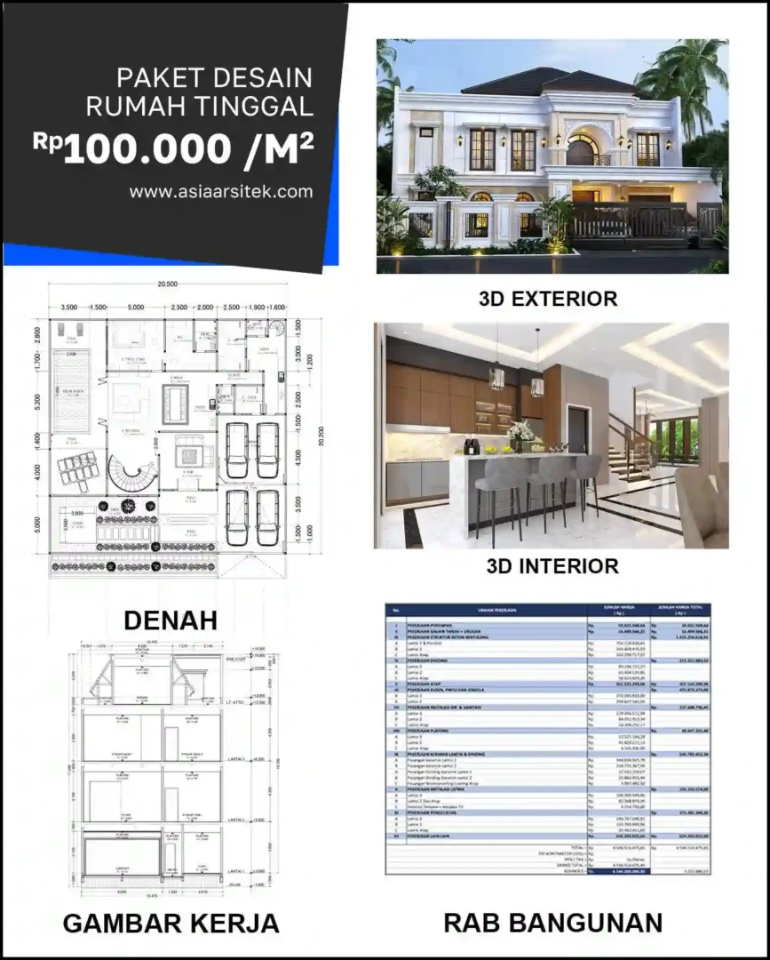 Jasa Gambar Rumah di Tugu harga desain rumah