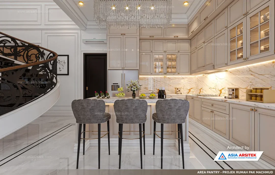 Jasa Arsitek Desain Rumah Klasik 3 Lantai di Tikala Manado pantry