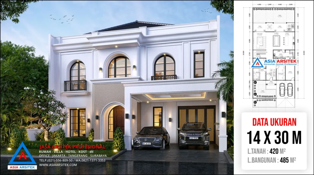 Jasa Arsitek Desain Rumah Tropis 2 Lantai di Alam Sutera Tangerang Selatan