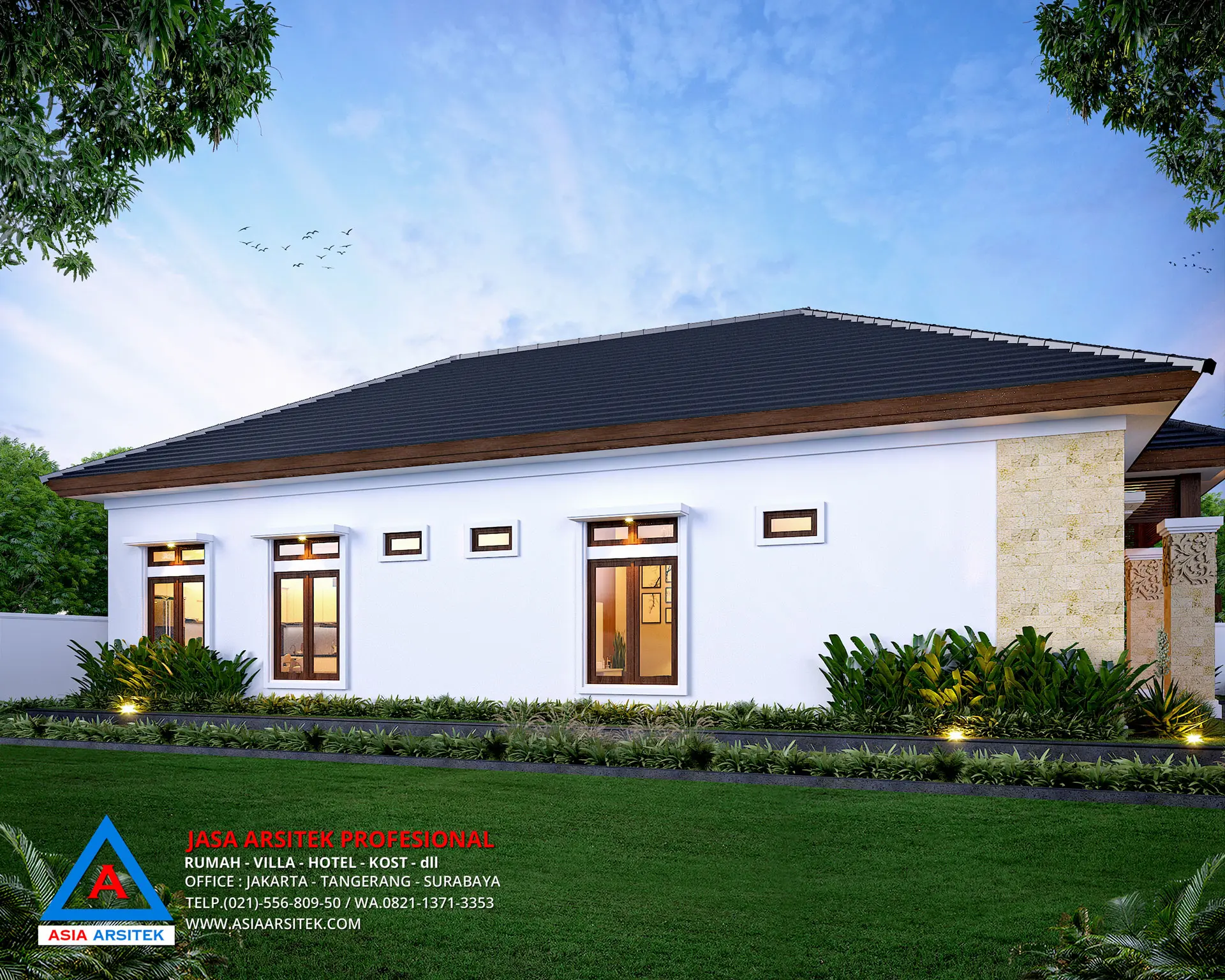 Jasa Desain Rumah 1 Lantai di Sebuku Nunukan Kalimantan Utara tampak samping kiri