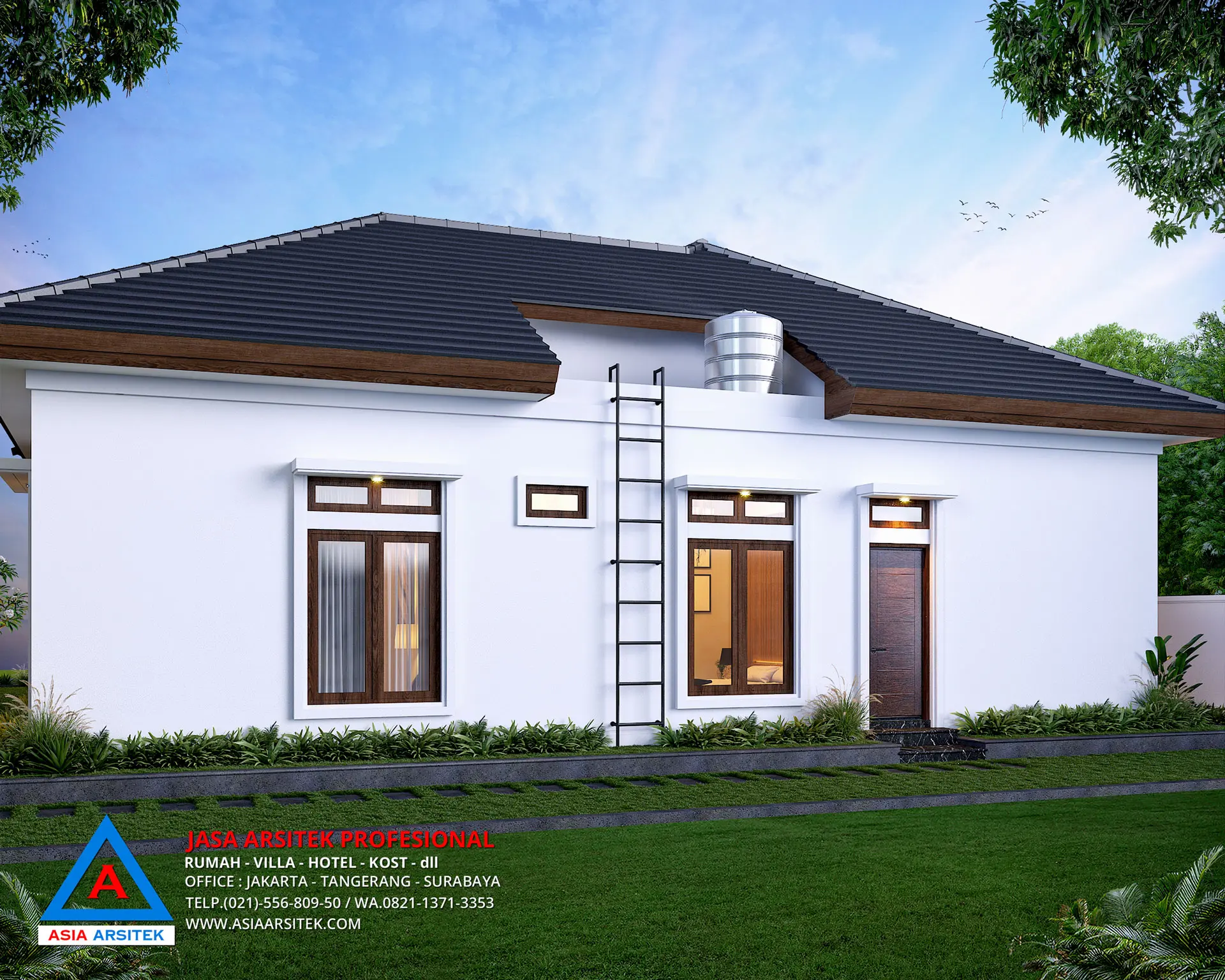 Jasa Desain Rumah 1 Lantai di Sebuku Nunukan Kalimantan Utara tampak belakang