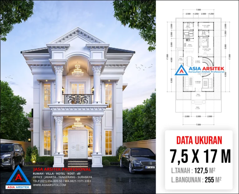 Jasa Desain Rumah Klasik Mewah 2 Lantai di Palembang