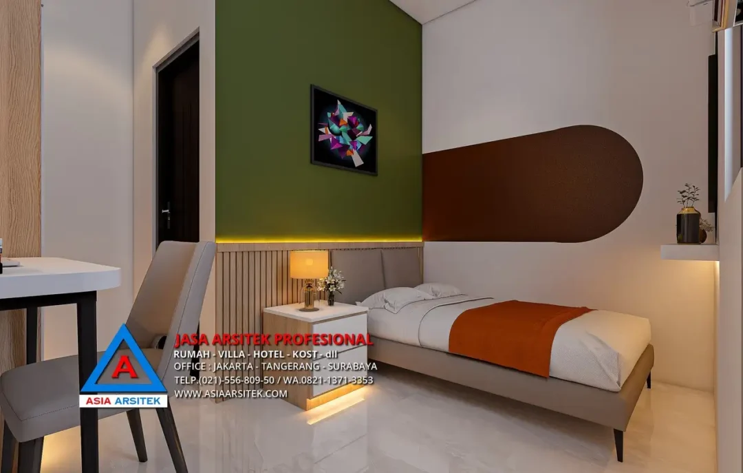 ruang tidur kost Jasa Desain Rumah Kost 5 Lantai di Palmerah Jakarta Barat