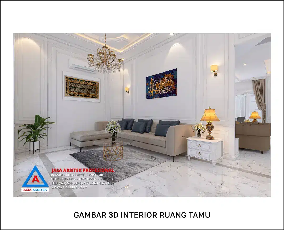 Jasa Arsitek Desain Rumah 2 Lantai di Limo Depok ruang tamu