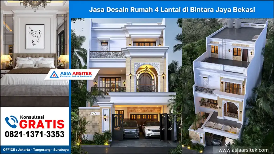 Jasa Desain Rumah 4 Lantai di Bintara Jaya Bekasi, jasa desain rumah gratis, jasa arsitek rumah, jasa gambar rumah, jasa desain bekasi