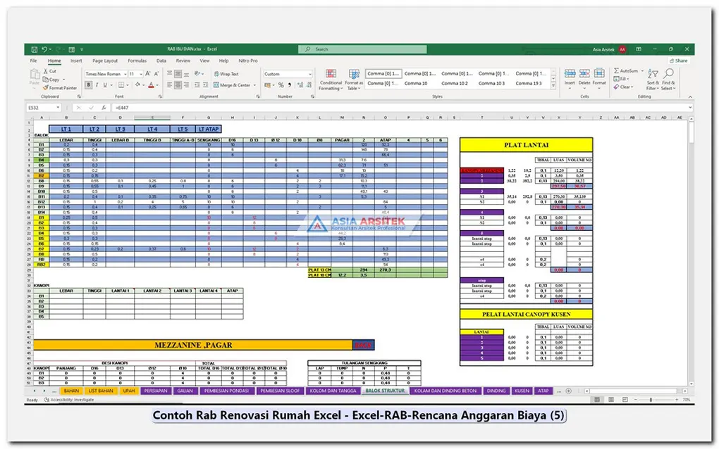 Contoh Rab Renovasi Rumah Excel