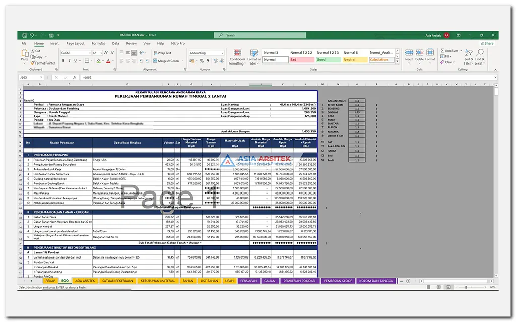 Excel Rab Bangunan