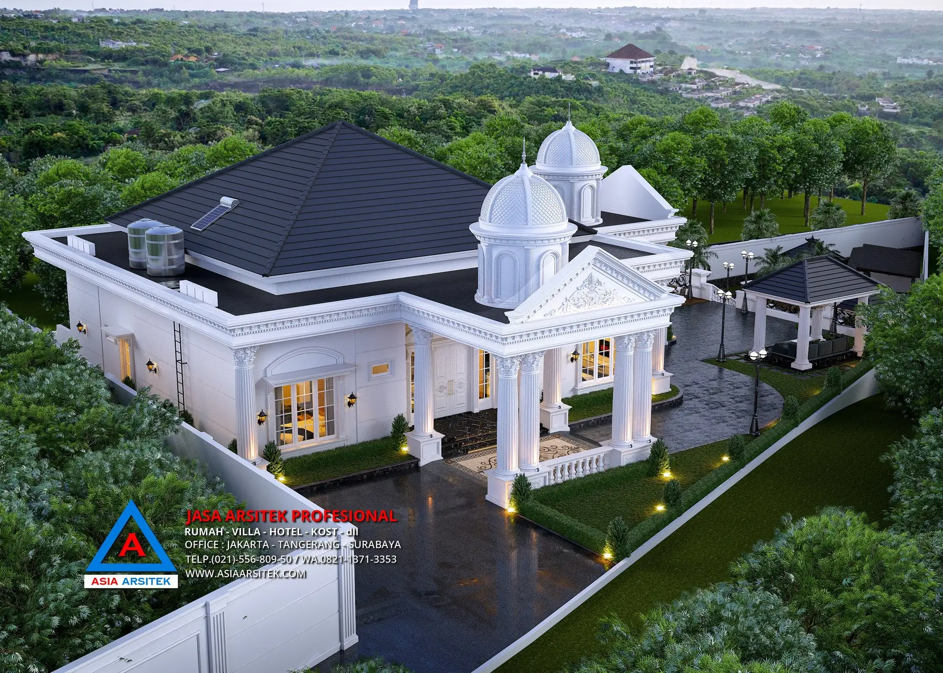 view atas samping Jasa Arsitek Desain Rumah Klasik di Babakan Madang Bogor