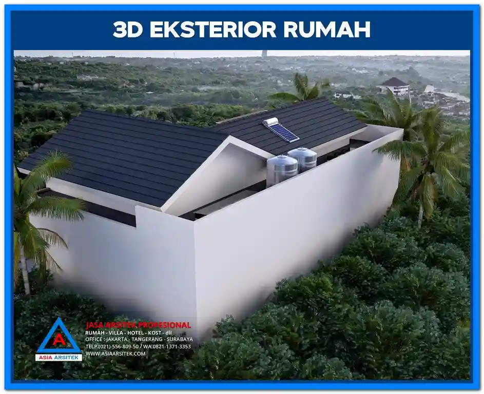 Contoh Gambar Rumah Minimalis 2 Lantai untuk Kavling Kecil – Desain fasad rumah dua lantai dengan tampilan simpel, garis tegas, dan elemen vertikal yang memaksimalkan lahan sempit secara fungsional dan estetis.