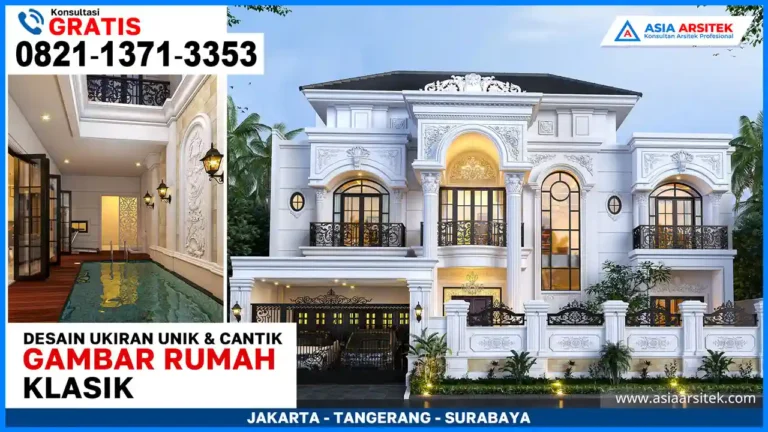 Gambar Rumah Mewah Dengan Ukiran Unik dan Cantik – Fasad rumah klasik elegan dengan detail ukiran artistik yang menambah kesan mewah, estetik, dan eksklusif