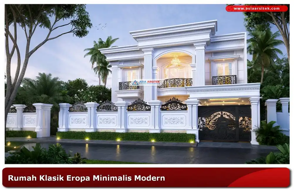 Desain rumah klasik Eropa minimalis dengan ornamen elegan