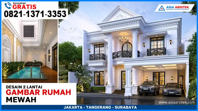 Gambar Rumah Mewah 2 Lantai Terbaru – Desain rumah mewah dua lantai dengan tampilan modern dan elegan, cocok untuk hunian impian keluarga masa kini.