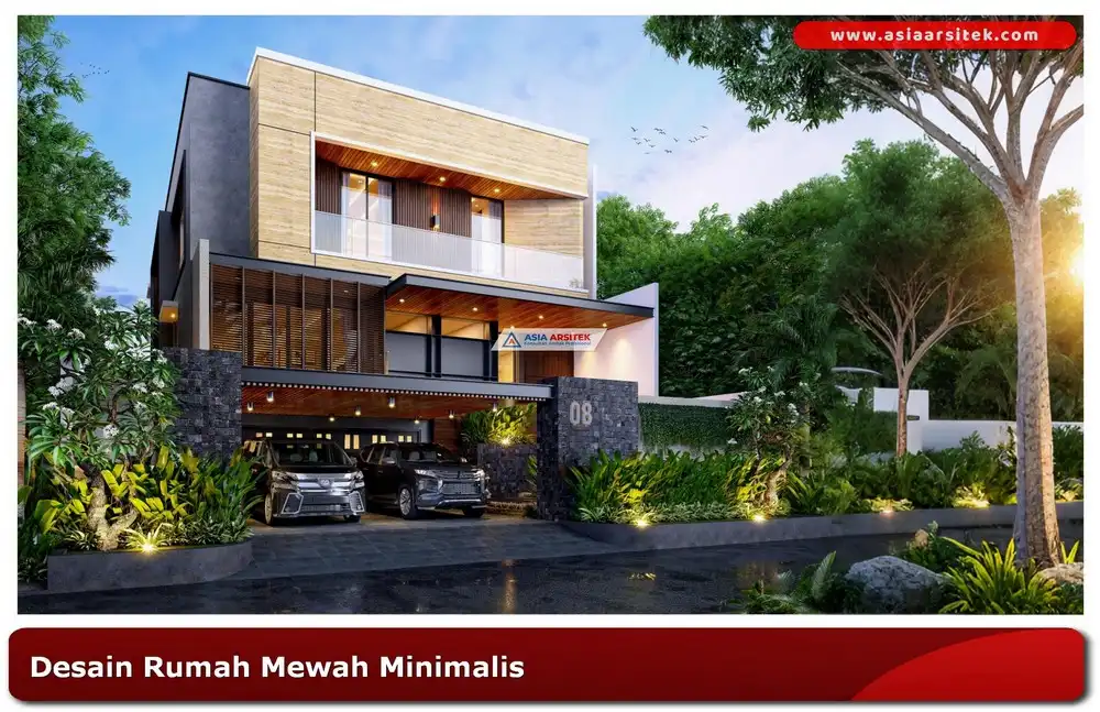 Desain rumah mewah minimalis Asia Arsitek dengan komposisi fasad elegan dan modern