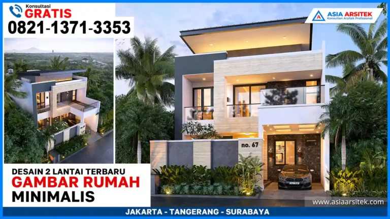 Gambar Rumah Minimalis 2 Lantai 10x20 Terbaru – Desain fasad rumah modern dua lantai dengan tampilan simpel, taman depan asri, dan jendela besar yang menghadirkan pencahayaan alami.
