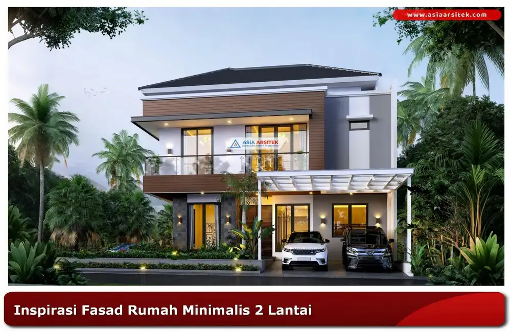 Fasad rumah minimalis 2 lantai dengan balkon