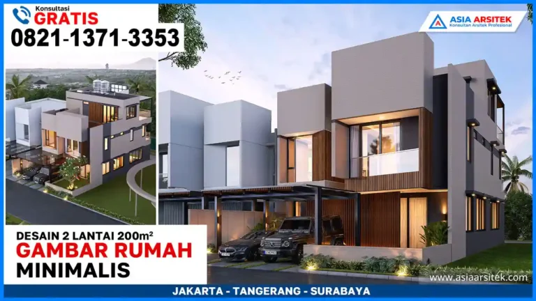 Gambar rumah minimalis 3 lantai di atas lahan 200m2 dengan desain modern, fasad simpel, dan jendela besar