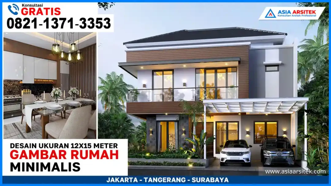 Gambar Rumah Minimalis di Ukuran 12x15 Meter – Desain rumah simpel dan modern dengan fasad elegan, cocok untuk lahan 12x15 meter yang mengutamakan kenyamanan dan fungsi.