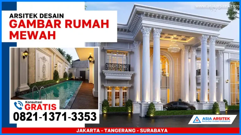 Inspirasi Gambar Rumah Mewah Klasik Timeless – Rumah megah dua lantai bergaya klasik dengan pilar besar, balkon elegan, jendela simetris, dan fasad putih menawan yang menghadirkan nuansa keanggunan arsitektur Eropa.