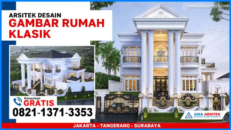 Inspirasi Rumah Klasik Eropa Elegan 2 Lantai di Lahan 20x30 – Rumah dua lantai bergaya klasik Eropa dengan pilar megah, jendela besar simetris, dan tampilan fasad yang memancarkan kemewahan dan keanggunan.