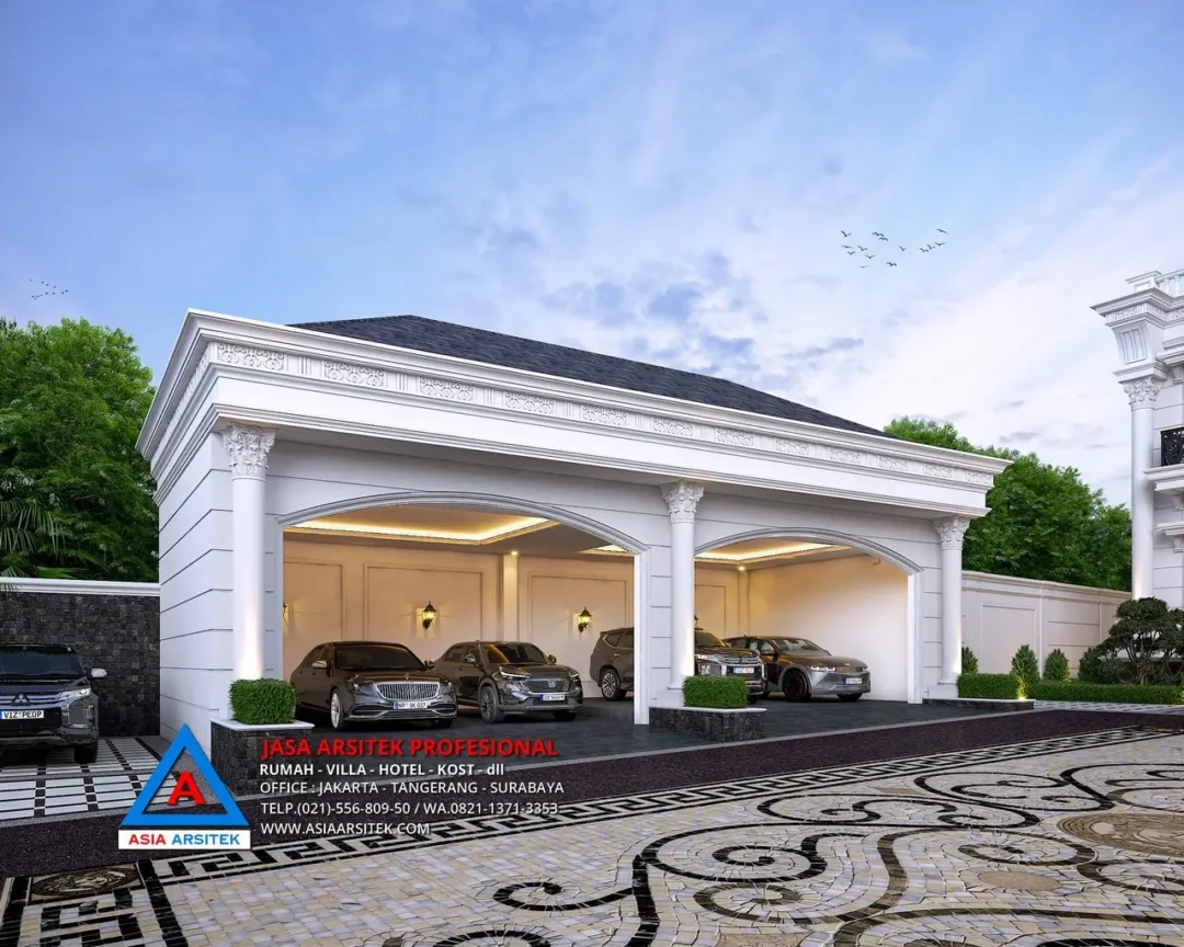 garasi Jasa Arsitek Desain Rumah Mewah Klasik 2 Lantai di Jambi, jasa arsitek jambi, arsitek jambi, jasa arsitek rumah di jambi, jasa desain rumah di jambi,