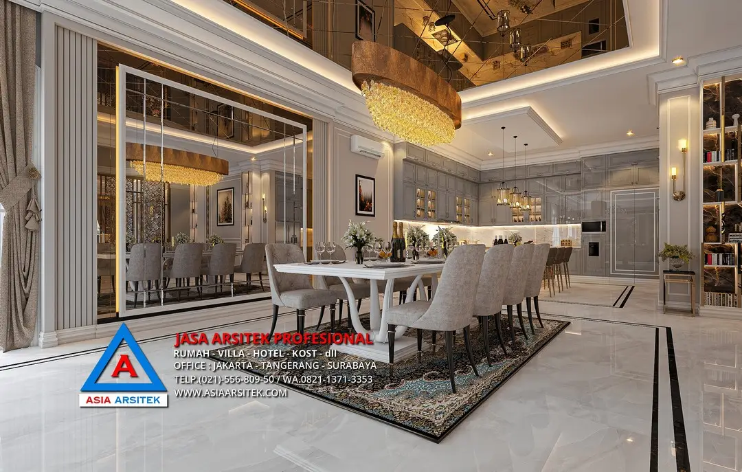 ruang makan Jasa Arsitek Desain Rumah Mewah Klasik di Rokan Hulu Riau, jasa arsitek riau, arsitek rumah pekanbaru