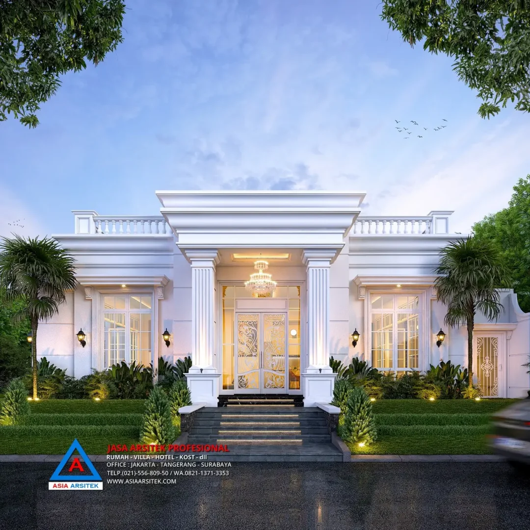 view depan Jasa Arsitek Desain Rumah Mewah Klasik di Sawangan Depok, jasa arsitek rumah depok, jasa desain rumah depok, jasa gambar rumah depok