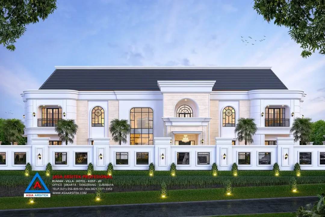 tampak depan Jasa Arsitek Desain Rumah Mewah Mediterania 2 Lantai di Serang, jasa desain rumah serang, jasa arsitek serang banten, jasa arsitek banten