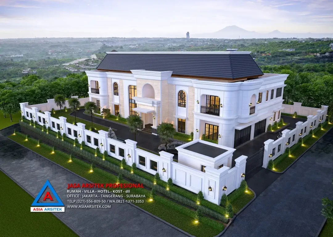 tampak atas Jasa Arsitek Desain Rumah Mewah Mediterania 2 Lantai di Serang, jasa desain rumah serang, jasa arsitek serang banten, jasa arsitek banten