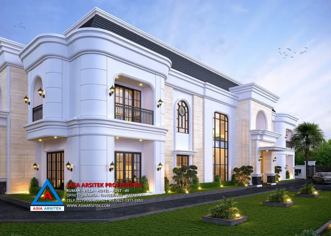 view samping Jasa Arsitek Desain Rumah Mewah Mediterania 2 Lantai di Serang, jasa desain rumah serang, jasa arsitek serang banten, jasa arsitek banten