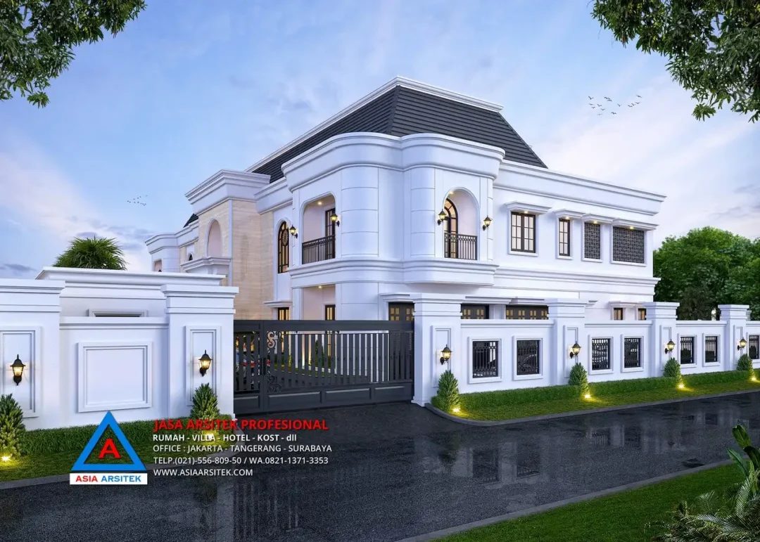 gerbang Jasa Arsitek Desain Rumah Mewah Mediterania 2 Lantai di Serang, jasa desain rumah serang, jasa arsitek serang banten, jasa arsitek banten